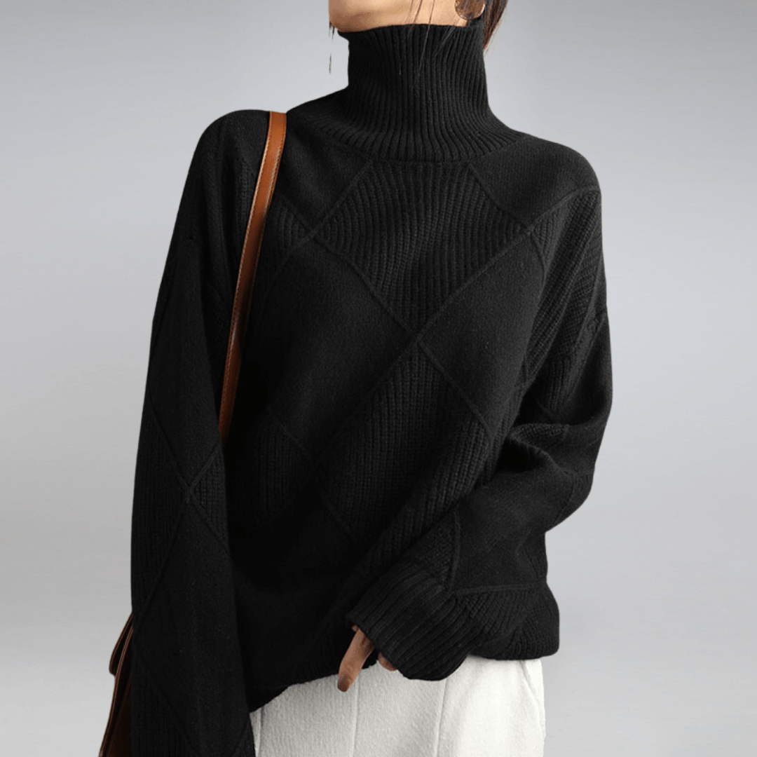 Renata Langer Rollkragenpullover Damen aus Baumwolle mit Rippstrick