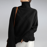 Renata Langer Rollkragenpullover Damen aus Baumwolle mit Rippstrick