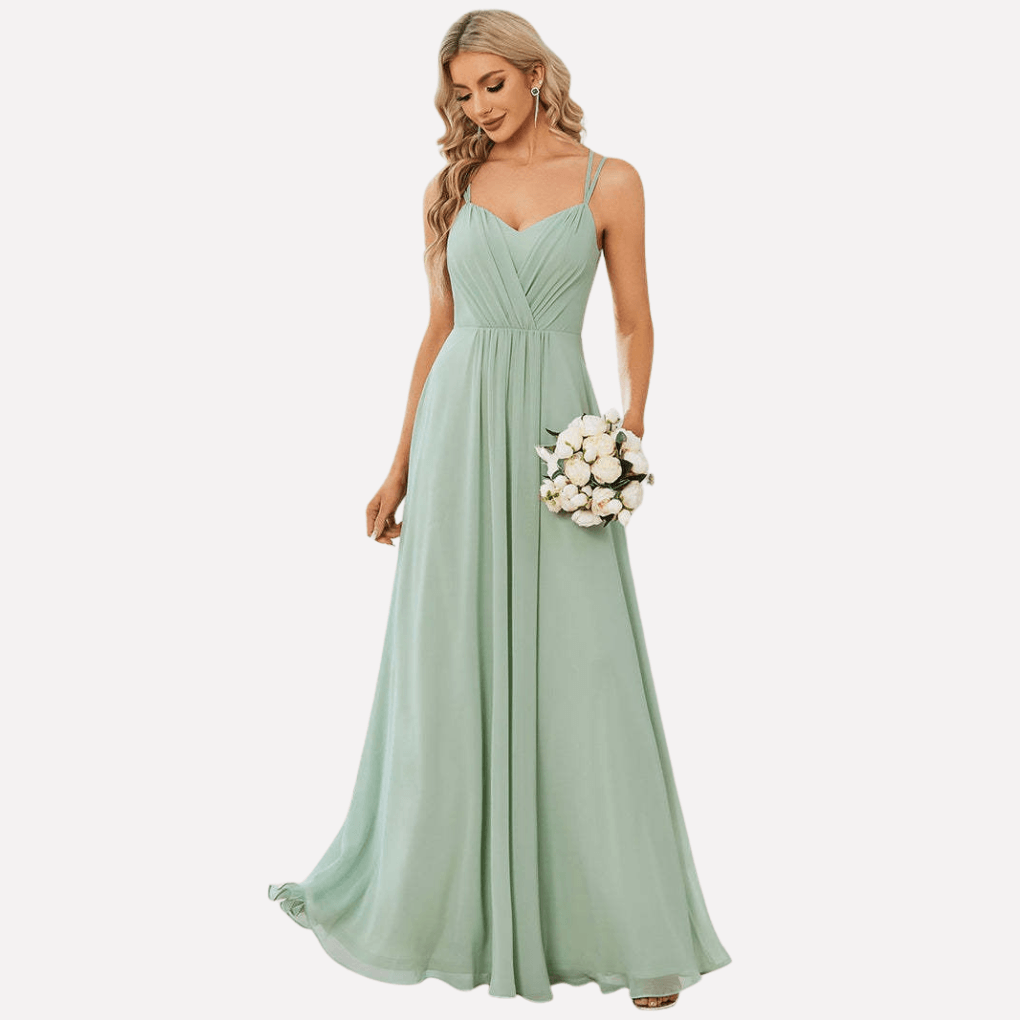 Neckholder-Maxikleid mit hohem Schlitz aus Chiffon für Damen im Herbst
