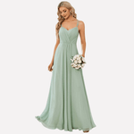 Neckholder-Maxikleid mit hohem Schlitz aus Chiffon für Damen im Herbst