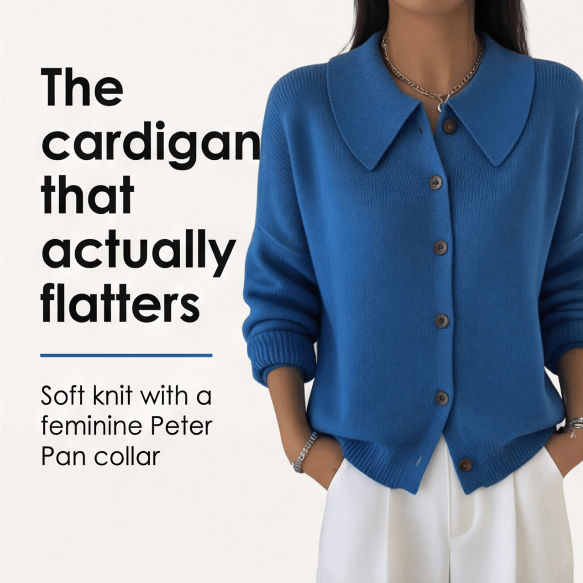 Strickjacke mit Peter-Pan-Kragen und Knopfleiste für Damen