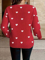 Herzmuster Strickpullover mit Rundhalsausschnitt für Damen
