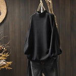 Filipa Damen Wollpullover mit Stehkragen und Rippstrick