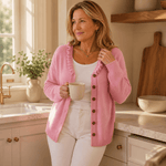 Rüschenkragen-Strickjacke aus weichem Feinstrick für Damen