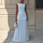 Aermelloses Strickkleid Damen mit Plisseerock für den Herbst