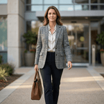Hartlyn Glencheck-Karo Damenblazer im Boyfriend-Schnitt aus Polyester