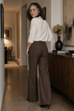Weites Damen-Businesshose mit hoher Taille und Bundfalte