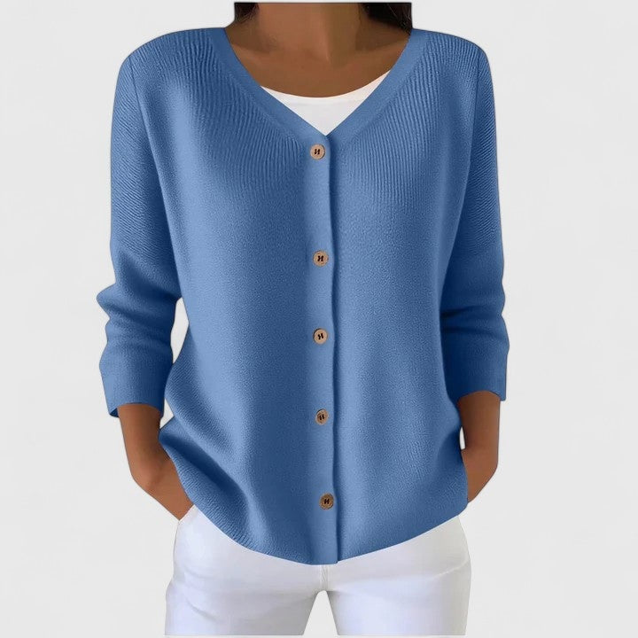 Wena V-Ausschnitt Strickjacke mit Knopfleiste für Damen
