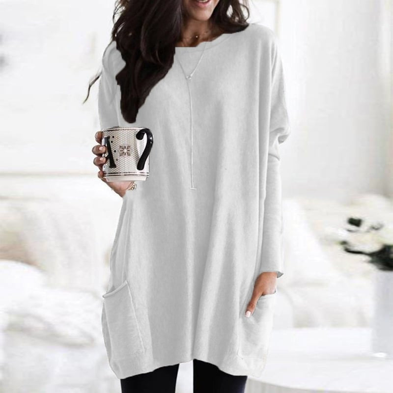 Riley Langer Damenpullover mit Taschen aus Baumwollmischung im Oversize-Look