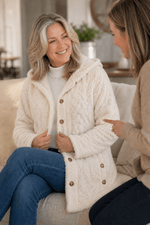 Damen Strickstruktur Longline Mantel mit Kapuze