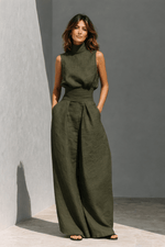 Elegantes Damen Zweiteiler-Set mit Stoffhose und ärmellosem Top