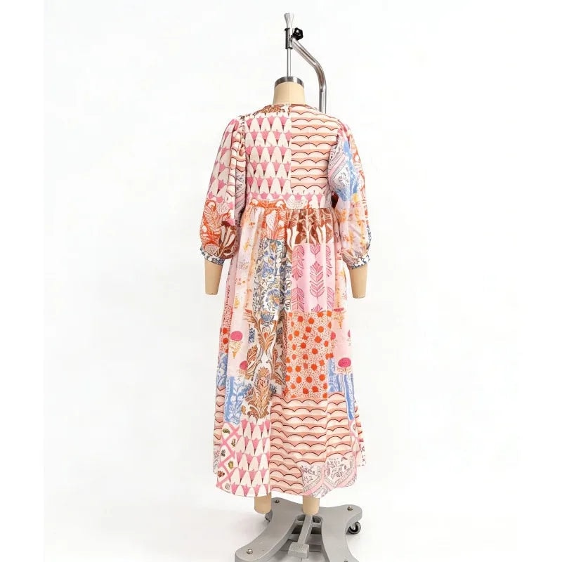Alina Bohemian Midikleid mit buntem Print für den Herbst