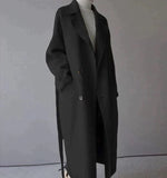 Oversized Wollmantel für Damen mit Gürtel und Reverskragen