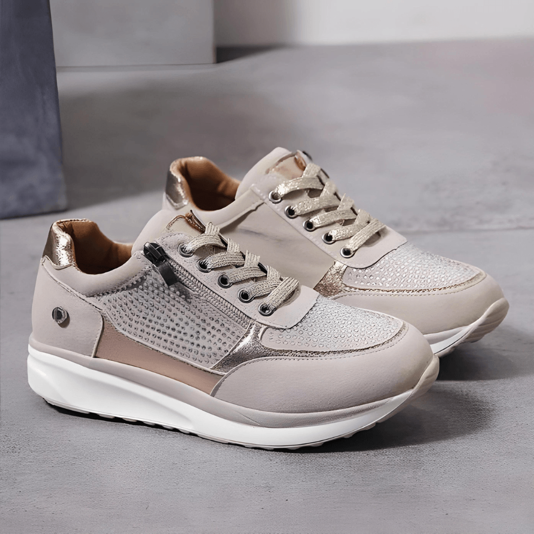 Bequeme Damen Sneaker mit Reissverschluss und Keilsohle