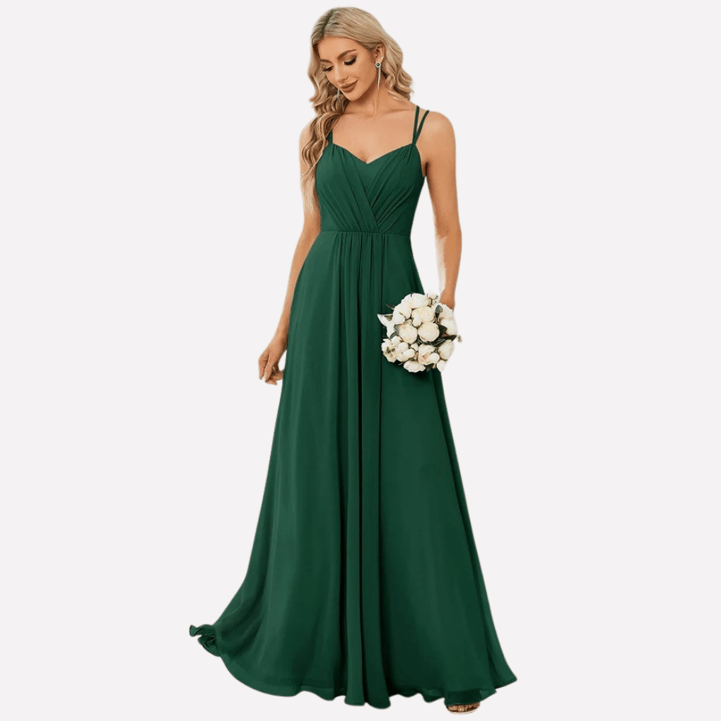Neckholder-Maxikleid mit hohem Schlitz aus Chiffon für Damen im Herbst