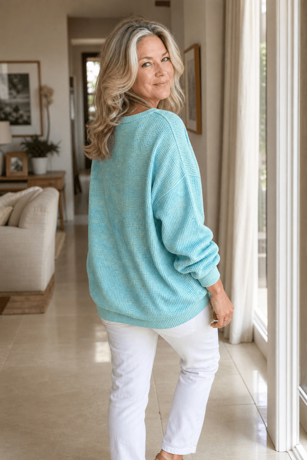 Oversized Strickpullover mit Waffelmuster und lockerer Passform
