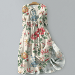 Blumiges Maxikleid mit Hemdkragen und 3/4-Arm für den Herbst