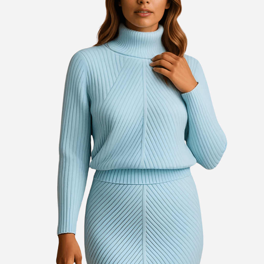 Strickmidikleid mit Zweiteiler-Optik für Damen im Herbst