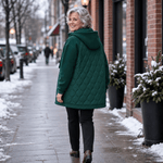 Kapuzen-Steppjacke mit Colorblock-Nähten und Wattierung für Damen