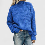 Aerynna Stehkragen-Wollpullover mit Zopfmuster für Damen