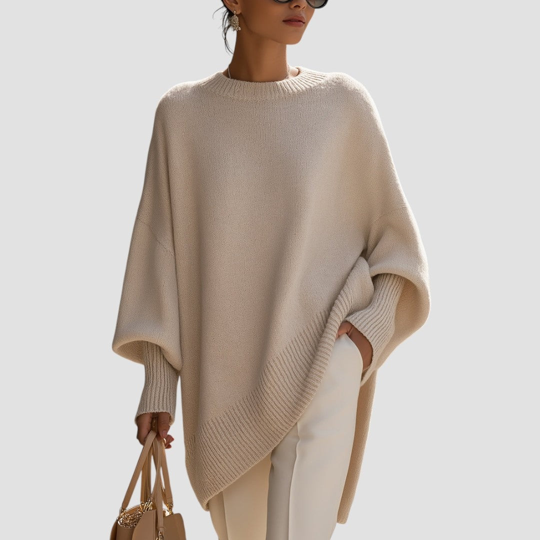 Samantha Oversized Strickpullover Damen mit Fledermausärmeln Lang