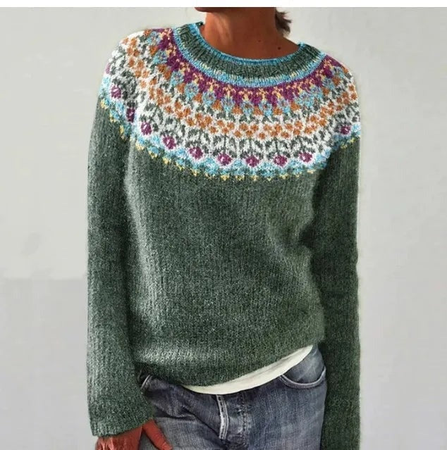Victoria Fair-Isle Strickpullover mit Rundhalsausschnitt für Damen
