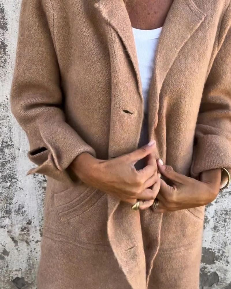 Cunégonde Oversized Wollmantel für Damen mit Kerbkragen
