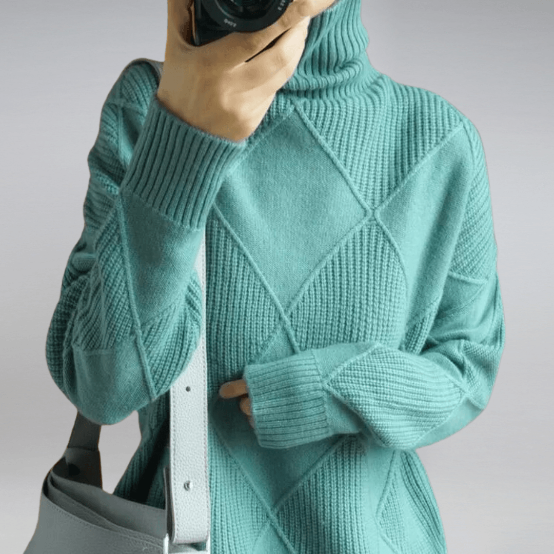 Renata Langer Rollkragenpullover Damen aus Baumwolle mit Rippstrick