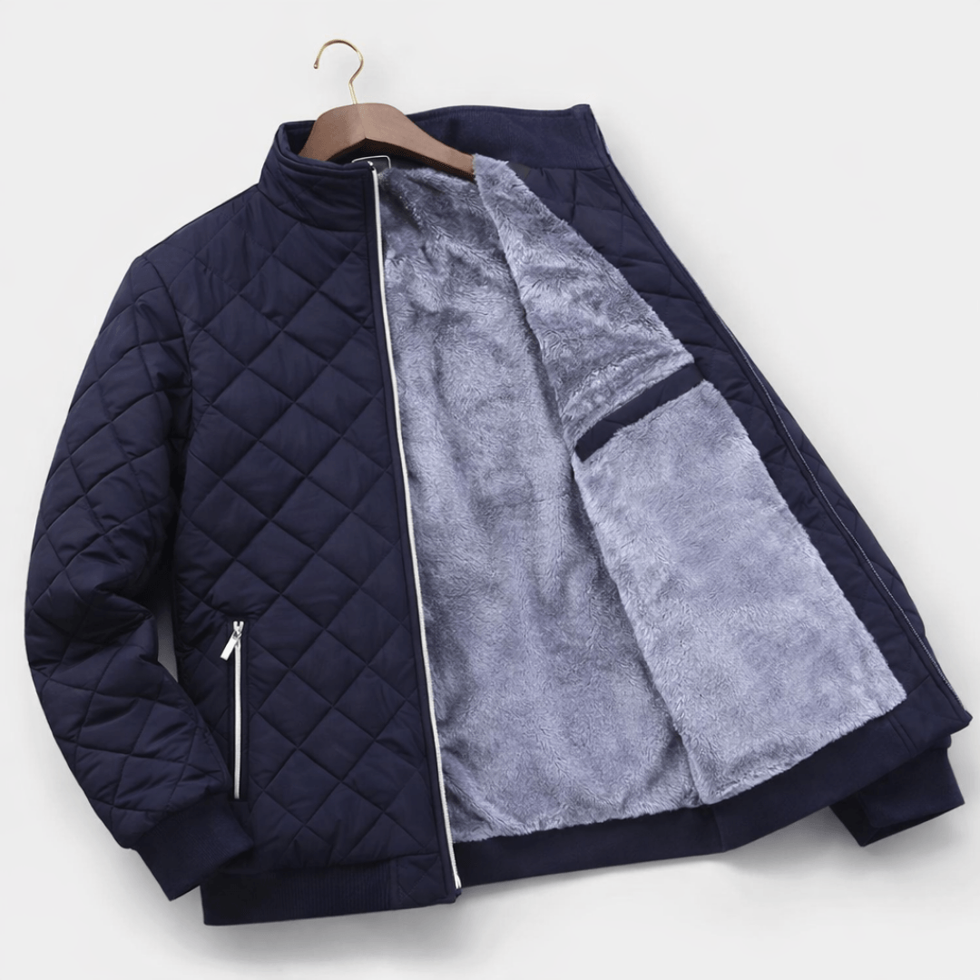 Herren Steppjacke mit gefüttertem Stehkragen und Reissverschluss