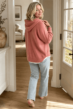 Damen Kapuzenpullover mit Kordelzug und Rippstrick-Struktur