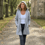 Damen Strickjacke mit Kapuze und Knopfleiste im Longline-Schnitt