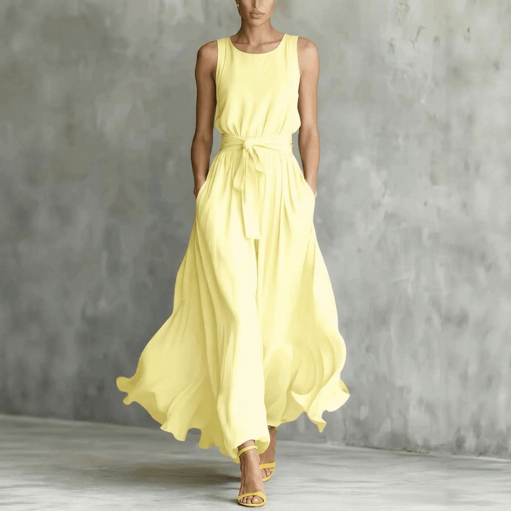 Taillenbetontes Schnürkleid mit fliessendem Rock für den Herbst