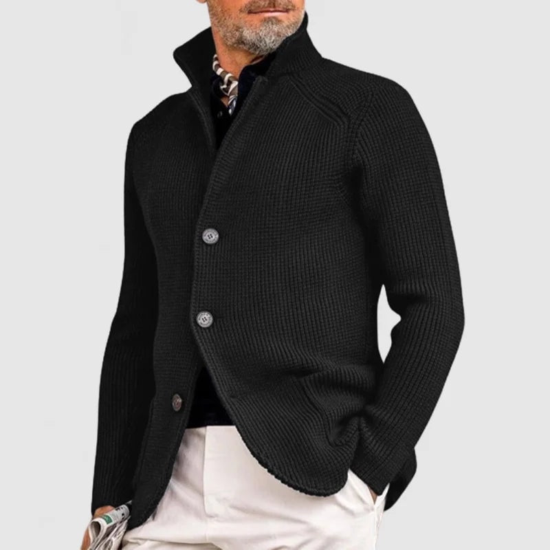 Daniel Strickjacke Herren Pullover mit Stehkragen und Knopfleiste