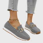 Bequeme Damen-Loafer-Sneaker mit Metall-Bit-Schnalle