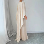 Plissiertes Maxikleid mit Hohem Kragen und Fledermausärmeln für Damen im Herbst