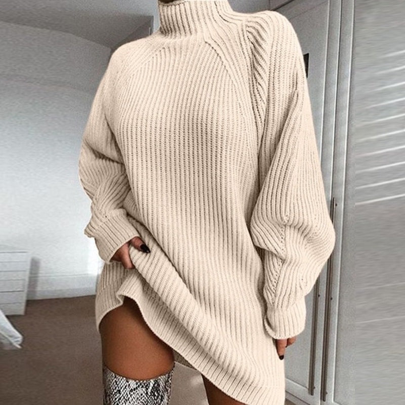 Sephira Oversized Rollkragen Longpullover für Damen mit Rippstrick