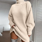 Sephira Oversized Rollkragen Longpullover für Damen mit Rippstrick