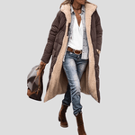 Wendbare Winterjacke Damen Lang mit Teddyfutter und Kapuze