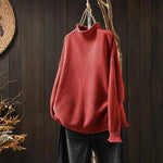 Filipa Damen Wollpullover mit Stehkragen und Rippstrick