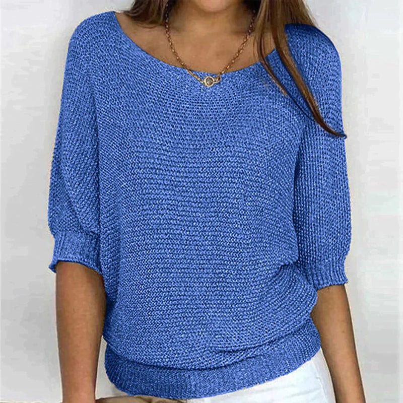Damen Wollpullover mit lockerem Schnitt und Rundhalsausschnitt