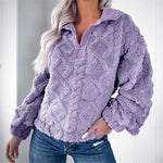 Damen Fleece-Pullover mit Stehkragen und Struktur-Optik