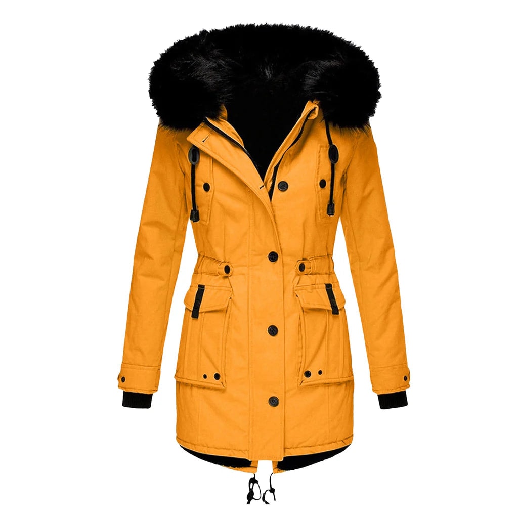 Gefütterter Parka mit Fellkapuze als warme Winterjacke für Damen
