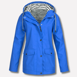 Wasserdichte Damen-Regenjacke mit Kapuze und Reissverschluss aus Polyester