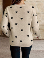Herzmuster Strickpullover mit Rundhalsausschnitt für Damen