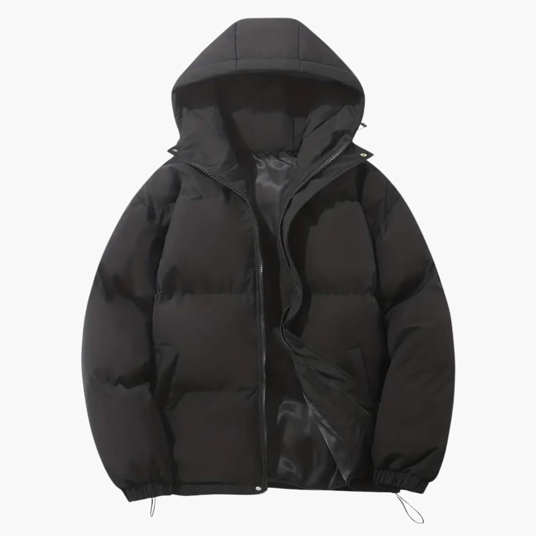 Warme Damen-Winterjacke mit Kapuze Reissverschluss und Kordelzugsaum