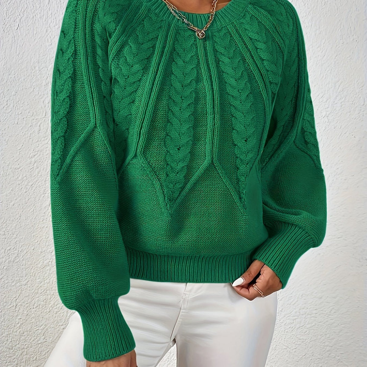 Katarina Zopfmuster Cropped Wollpullover mit Rippbund für Damen