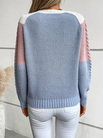 Norweger-Style Zopfmuster Damenpullover im Colour-Blocking-Design