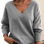 Solveig Kaschmir-Damenpullover mit V-Ausschnitt und langen Ärmeln