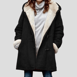 Kapuzenjacke Damen mit Kunstfellbesatz und Dufflecoat-Verschluss