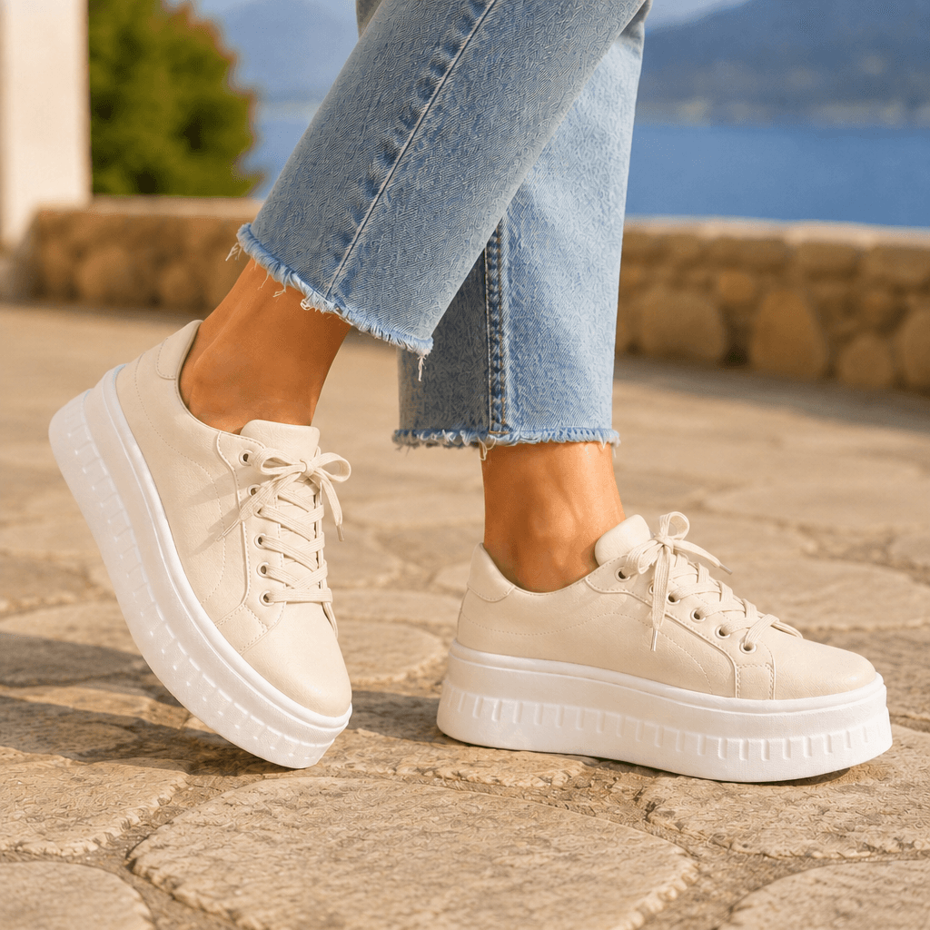 Orthopädische Damen-Sneakers mit bequemer Fussbett-Stütze und Plateausohle
